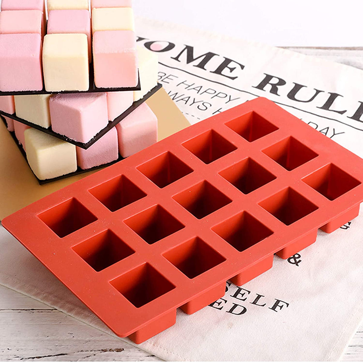 15 Cavity Square Silicone Mould for Cake Chocolate Dessert Jelly Pudding