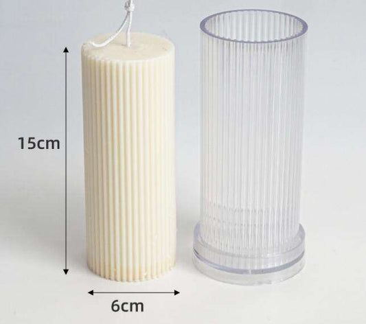 3D Round Ribbed Pillar Polycarbonate Candle Mold Long Lasting Candle Output 15 CM