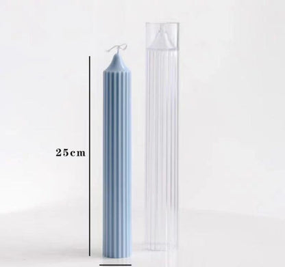 3D Ribbed Pencil Pillar Candle Mould Polycarbonate Mold For Church & home Decor (9.9")