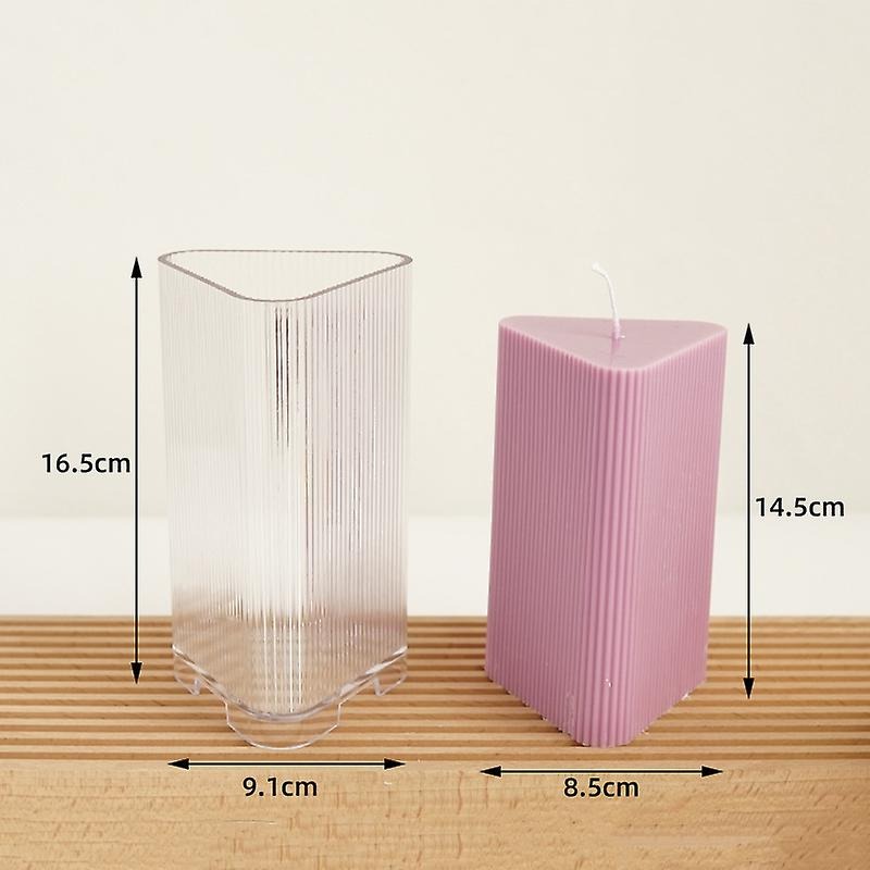 3D (6.5"x 3.6"inch) Triangle Prism Ripped Lines Polycarbonate Candle Mould for Candle Making Geometric, Pillar Sculpture DIY P34