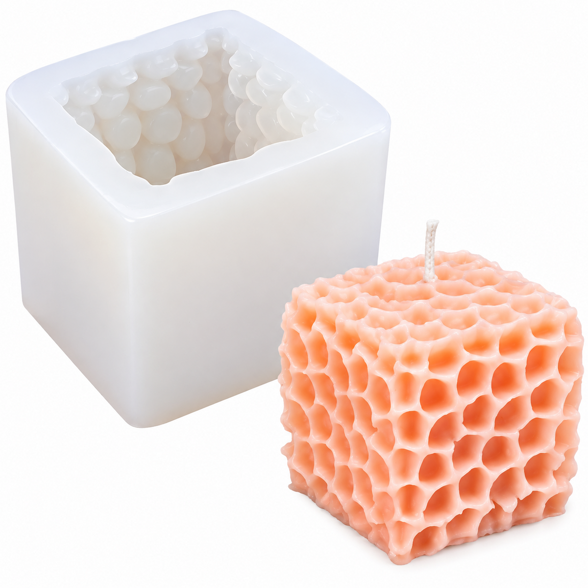 3D Honeycomb Cube Candle Silicone Mold for DIY Candle Making