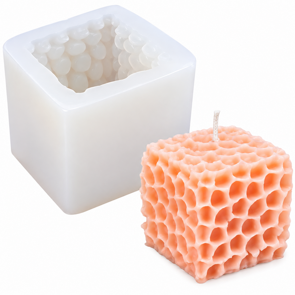 3D Honeycomb Cube Candle Silicone Mold for DIY Candle Making