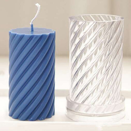 3D (4.9"x 2.5"inch) Twisted Polycarbonate Candle Mould Handmade Candle Mould Cylinder Spiral P38