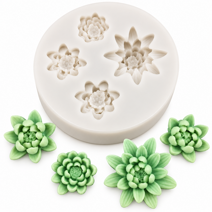 4 Cavity 3D Flower Silicone Mold DIY Wax Soap Resin Plaster & Craft Décor