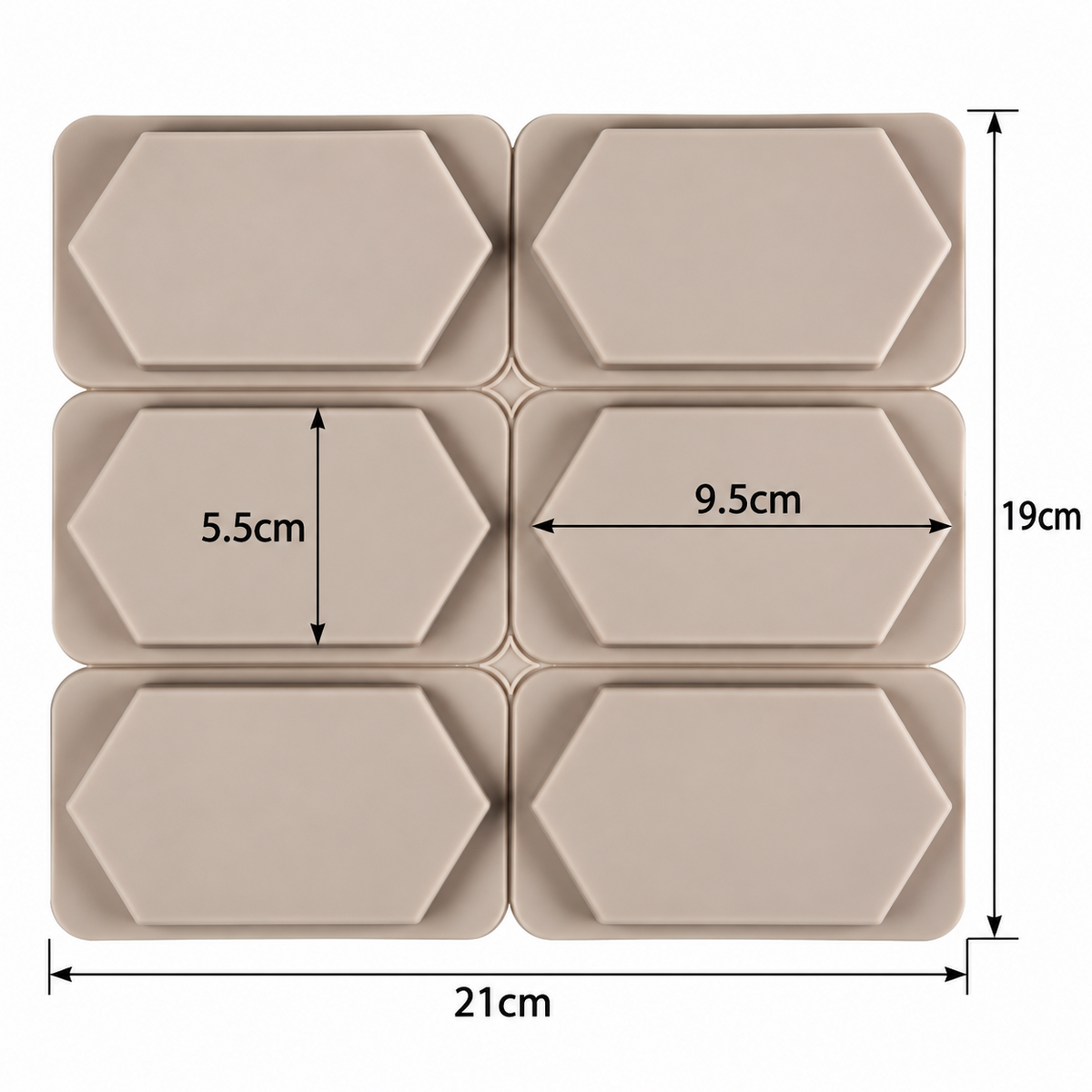 6 Cavity Hexagon Silicone Mould for Wax Sachets Soap Bars Fragrance Tablets and DIY Crafts