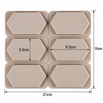 6 Cavity Hexagon Silicone Mould for Wax Sachets Soap Bars Fragrance Tablets and DIY Crafts