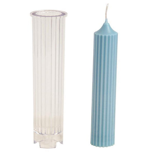 3D Ribbed Pencil Pillar Candle Mould Polycarbonate Mold For Church & home Decor (9.9")