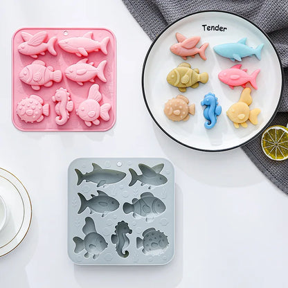 7 Cavity Marine Animal Silicone Mold Cake Decoration Jelly Ice Cube & DIY Crafts