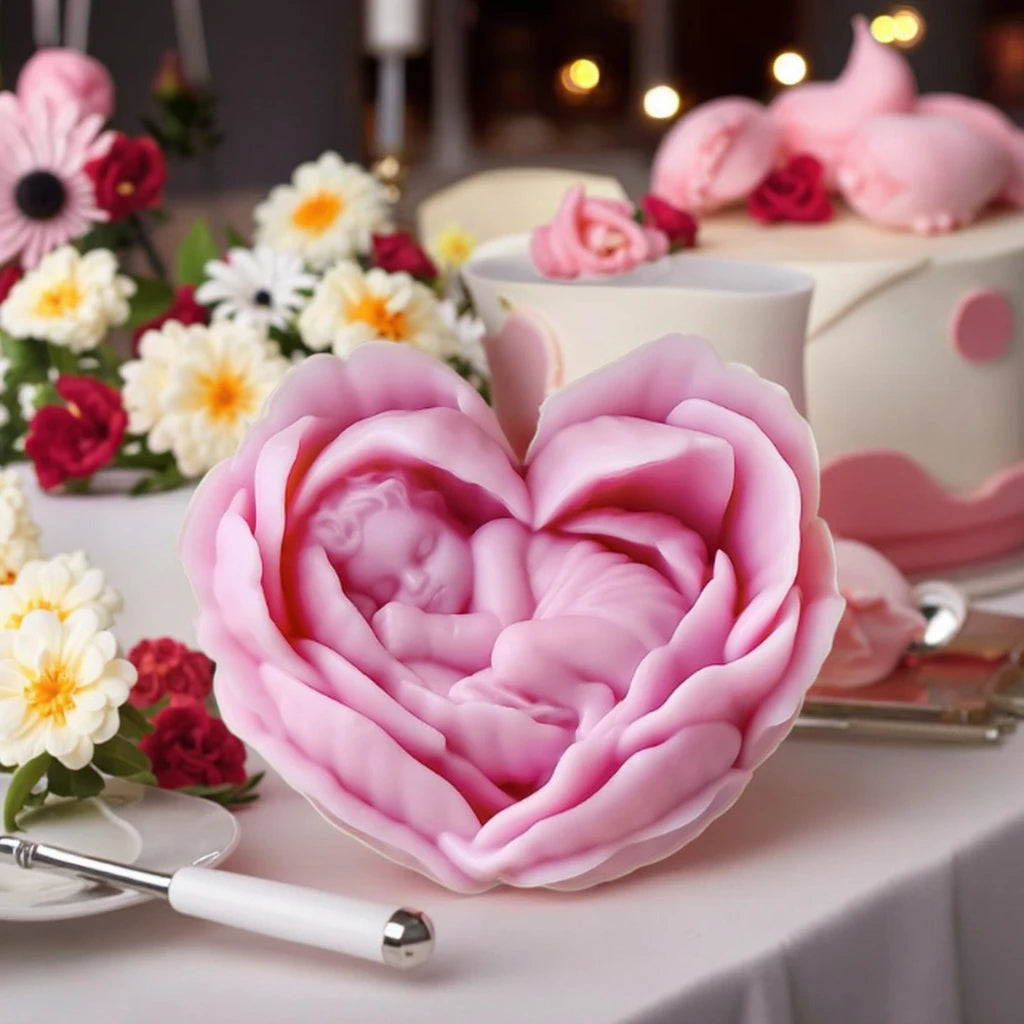 3D Heart Baby Rose Silicone Candle Mold DIY Scented Candles Decorative Gifts & Home Décor