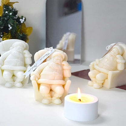 3D Sitting Santa Claus Silicone Candle Mould for DIY Christmas Candle Making and Resin Crafts