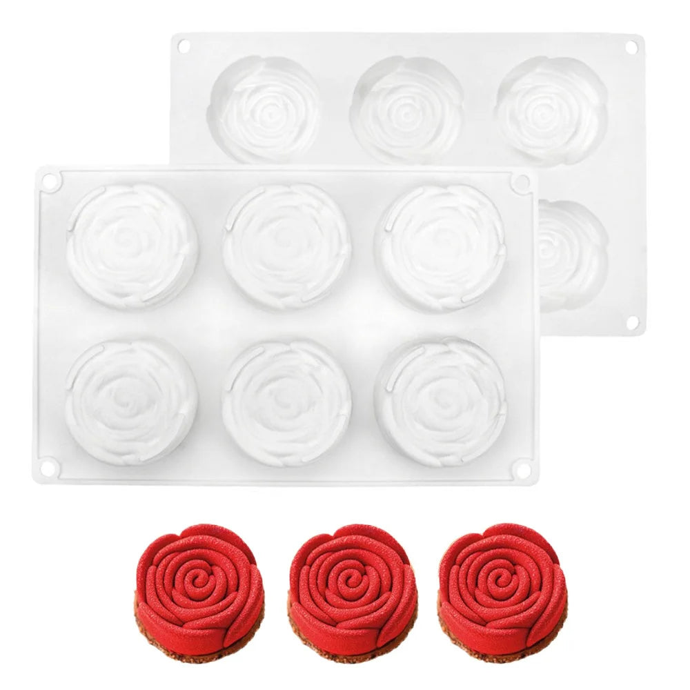 6 Cavity 3D Rose Flower Silicone Mould Chocolate Jelly Pudding Ice Cream & Frozen Desserts