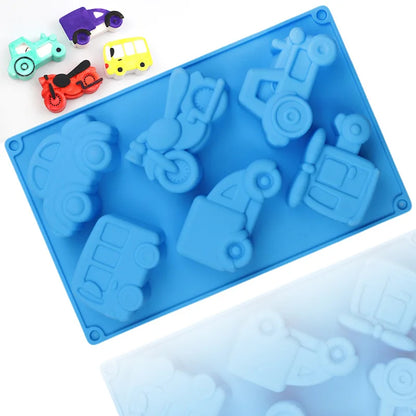 6 Cavity Vehicle Silicone Mold Mould for Chocolate Candy Fondant Cake Decoration Soap