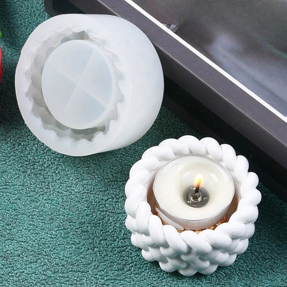 Rope Candle Holder Silicone Mold for Plaster Resin Epoxy Cement Jesmonite