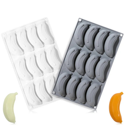 12 Cavity Banana Silicone Mould Desserts Jelly Candy Ice Cream