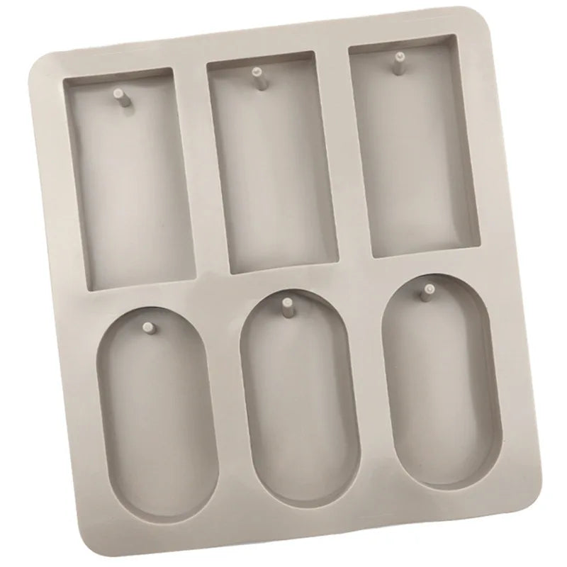 6 Cavity Silicone Mould for Rectangle and Oval Wax Sachets Soap Bars and DIY Craft Projects