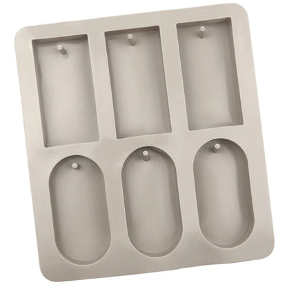 6 Cavity Silicone Mould for Rectangle and Oval Wax Sachets Soap Bars and DIY Craft Projects