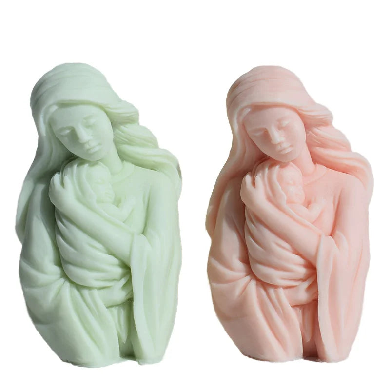 3D Mother and Baby Jesus Silicone Mould for Christmas Nativity Candle Making