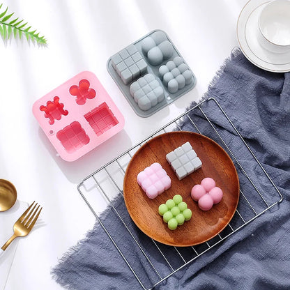 4 Cavity 3D Multi-Shape Silicone Candle Mold  DIY Candles Soap & Crafts