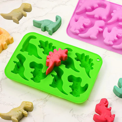 8 Cavity Dinosaur Silicone Mold Jelly Cupcake Toppers Cake Decoration Soap