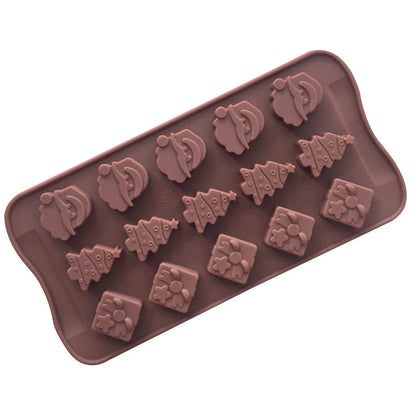 15 cavity Christmas Silicone Chocolate Mould Tray for Santa Hat Christmas Tree Candy Making