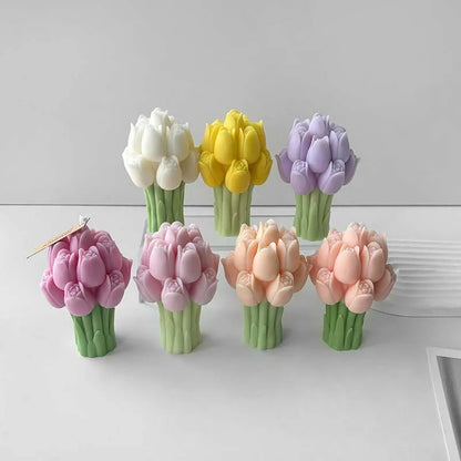 3D Tulip Bouquet Candle Silicone Mold DIY Candle Making Floral Decor & Handmade Gifts