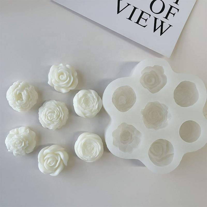 7 Cavity 3D Rose Flower Silicone Mould for Candle Making Soap Making Resin Art