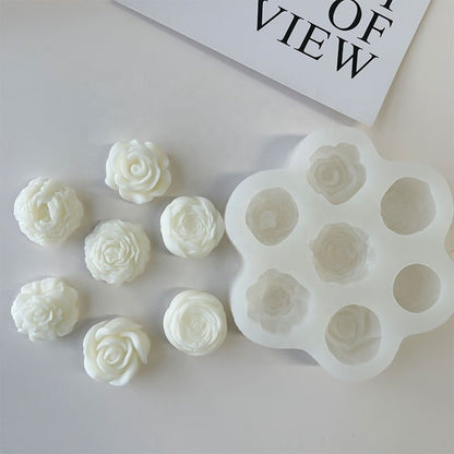 7 Cavity 3D Rose Flower Silicone Mould for Candle Making Soap Making Resin Art
