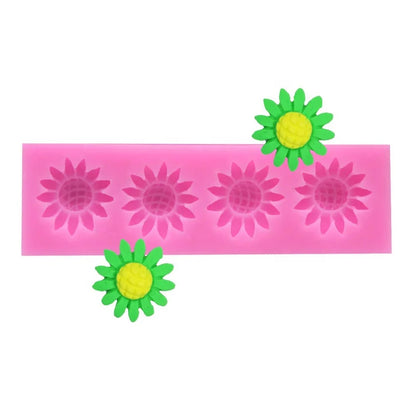 4 Cavity Daisy Flower Silicone Mold Candy Cake Decoration Sugarcraft Soap Candle