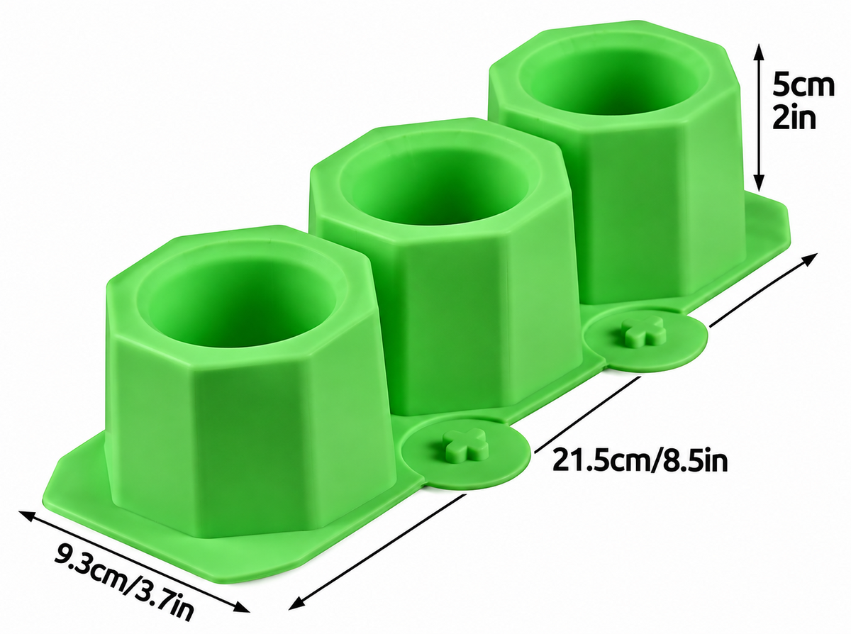 3 Cavity Hexagonal Silicone Mould for Candle Making Mini Planters Resin Art and DIY Crafts