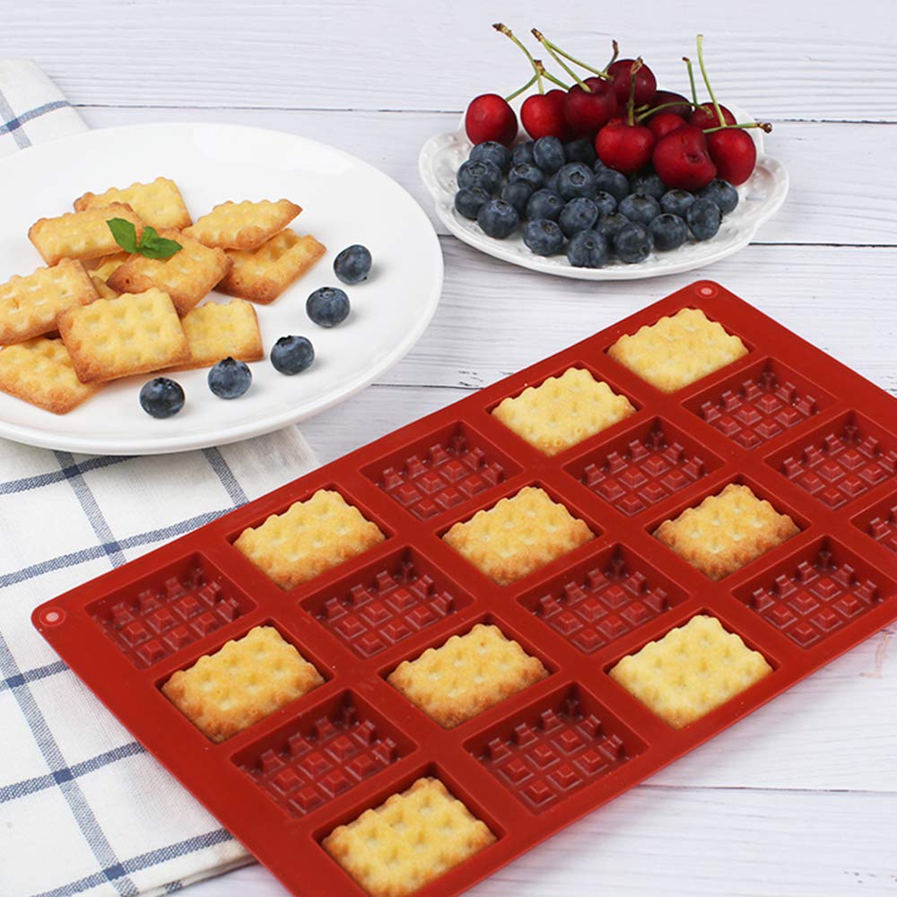 20 Cavity Mini Waffle Silicone Mold for Chocolate Candy Fondant and Dessert Making
