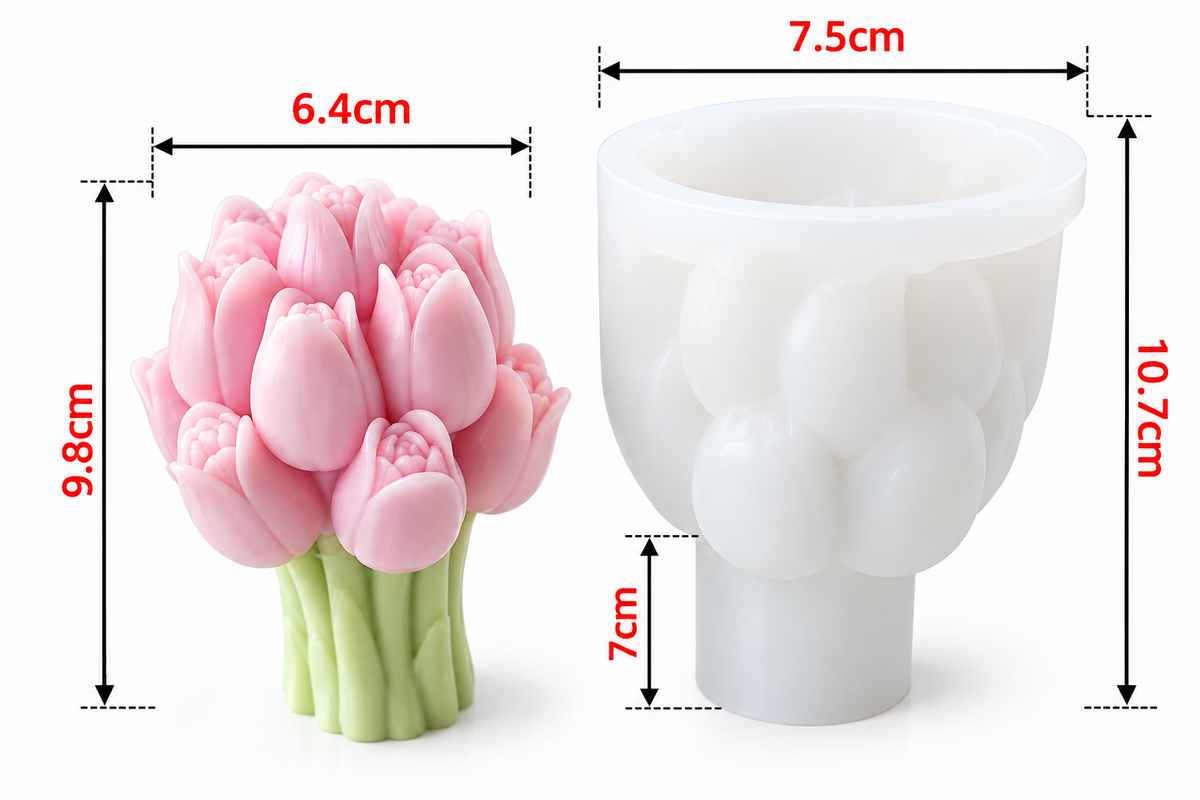 3D Tulip Bouquet Candle Silicone Mold DIY Candle Making Floral Decor & Handmade Gifts