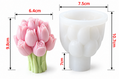3D Tulip Bouquet Candle Silicone Mold DIY Candle Making Floral Decor & Handmade Gifts