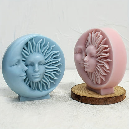 Sun and Moon Face Silicone Mold for Candle Making Soap Resin Art Wax and DIY Crafts