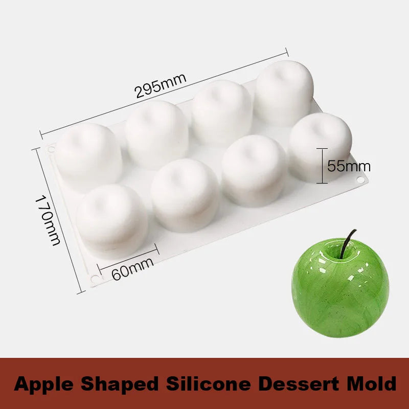 8 Cavity Apple Shape Silicone Mould Pastry Pudding Ice Cream & Frozen Desserts