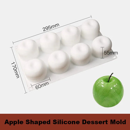 8 Cavity Apple Shape Silicone Mould Pastry Pudding Ice Cream & Frozen Desserts
