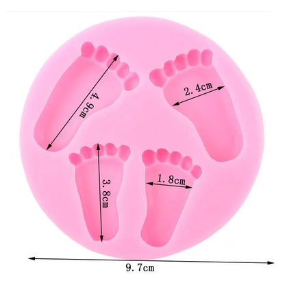 4 Cavity Baby Footprint Silicone Mold for Fondant Chocolate Cake Decoration Soap