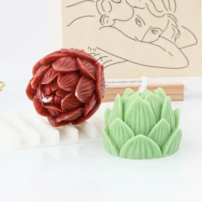 3D Lotus Flower Silicone Candle Mold DIY Wax Soap Resin & Home Decor