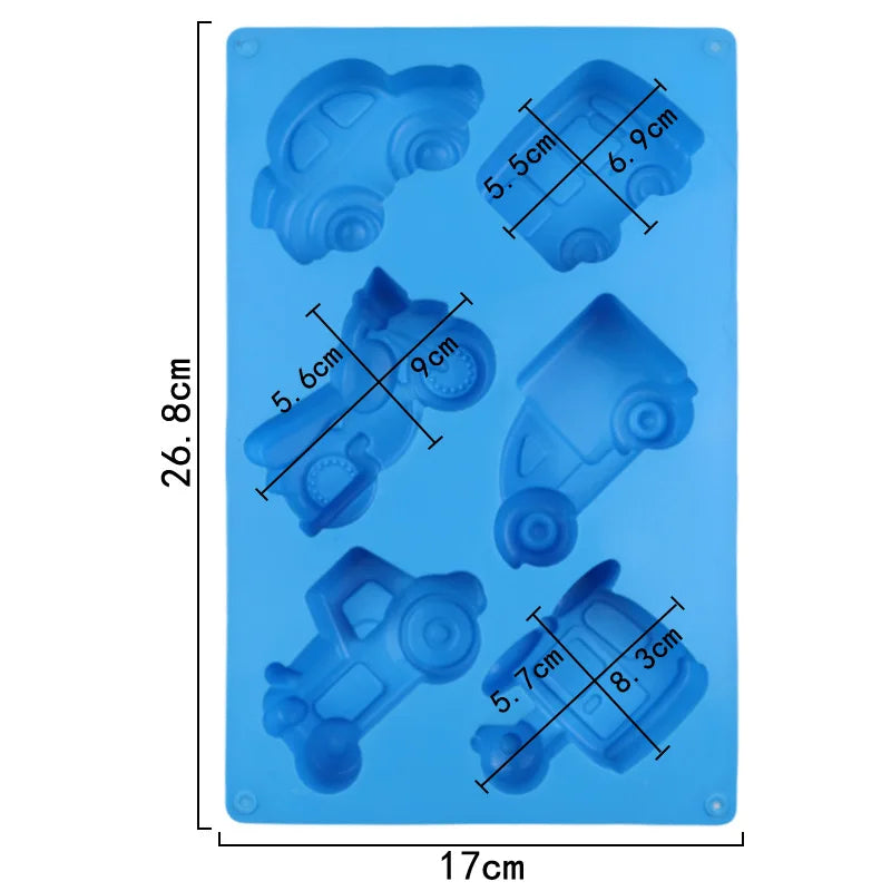 6 Cavity Vehicle Silicone Mold Mould for Chocolate Candy Fondant Cake Decoration Soap