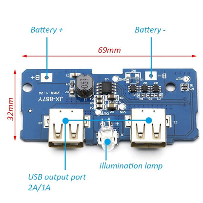 DIY Power Bank Module with Dual USB Output- 3.7V to 5V 2A with 18650 LiPo Charger