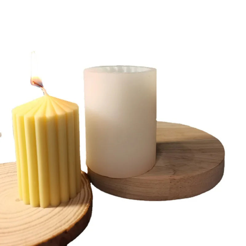 3D SMALL Ribbed Pillar Candle Silicone Mould for DIY Candle Making and Decorative Home Decor