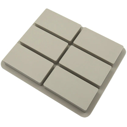 6 Cavity Rectangle Silicone Mould for Wax Sachets Soap Bars Fragrance Tablets and DIY Crafts