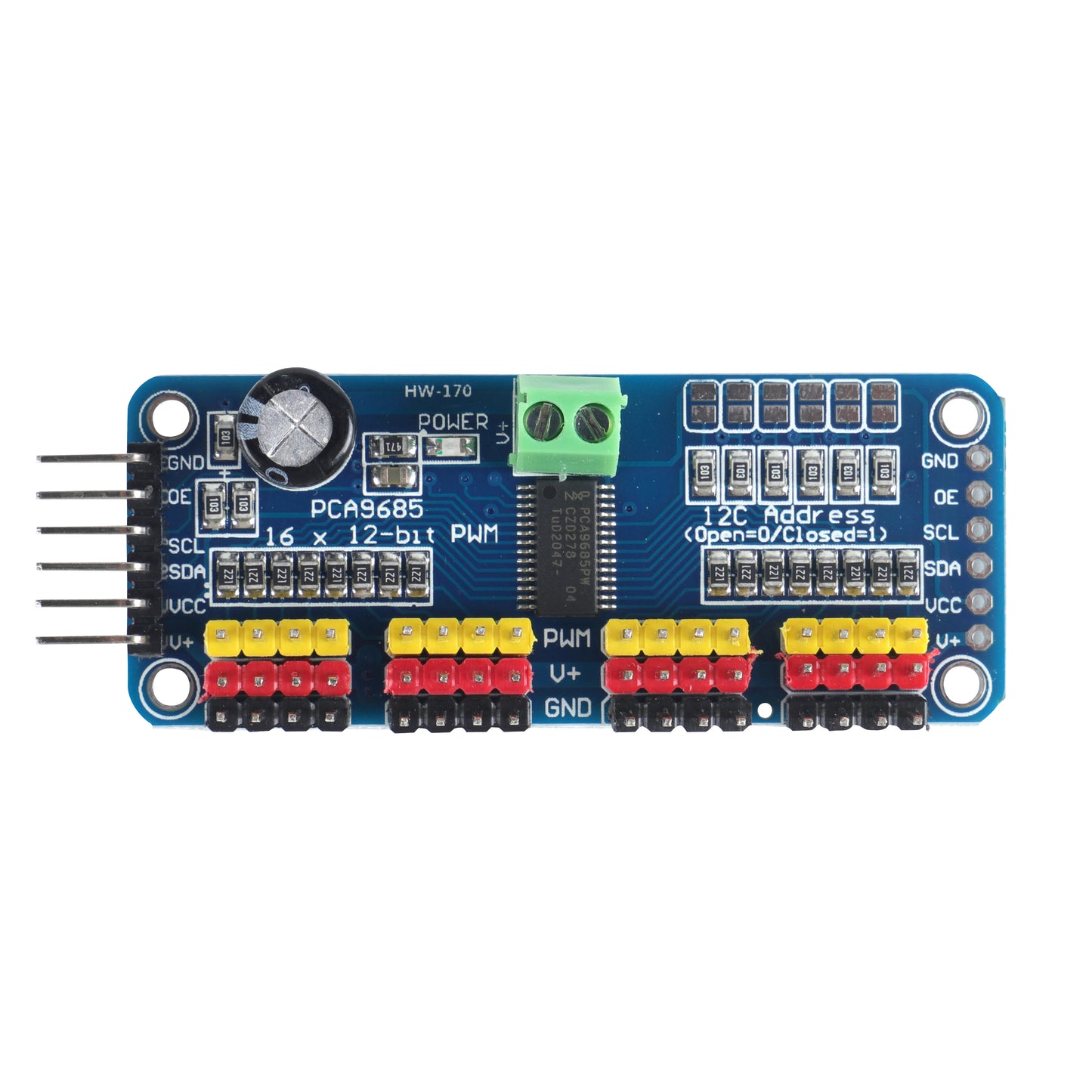 PCA9685 16 Channel 12-Bit PWM Servo Driver IIC Module and SG90 9G Micro Servo Motor for Arduino Robot