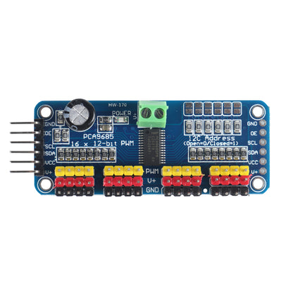 PCA9685 16 Channel 12-Bit PWM Servo Driver IIC Module and SG90 9G Micro Servo Motor for Arduino Robot