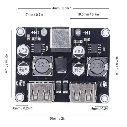 2 WAY 12V 24V to QC3.0 Fast Charge Dual USB Charging Board Step-Down Module