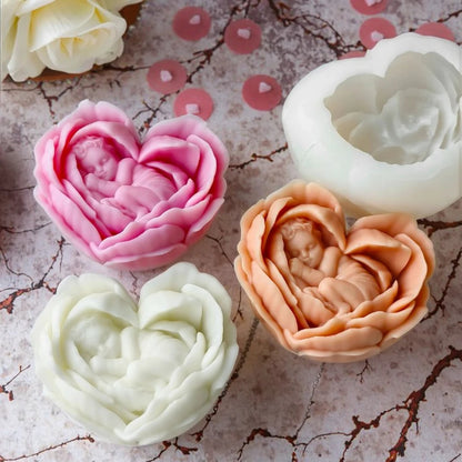 3D Heart Baby Rose Silicone Candle Mold DIY Scented Candles Decorative Gifts & Home Décor