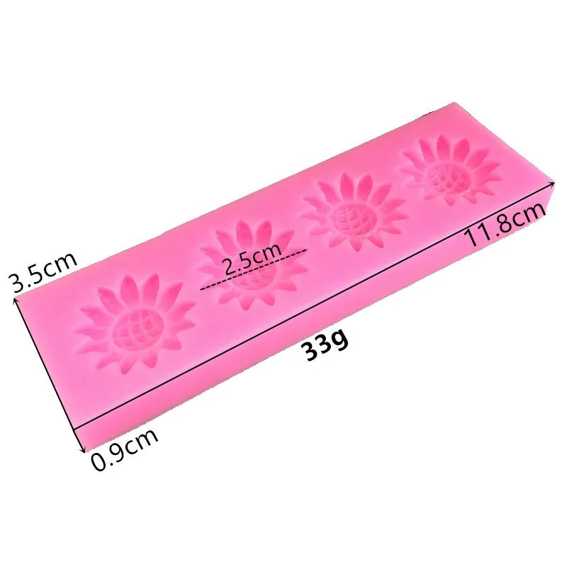 4 Cavity Daisy Flower Silicone Mold Candy Cake Decoration Sugarcraft Soap Candle