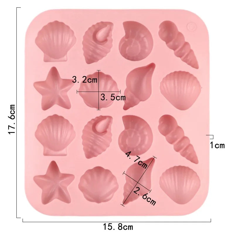 16 Cavity Sea Shell Silicone Mold Cake Decoration Jelly Soap Resin Candle