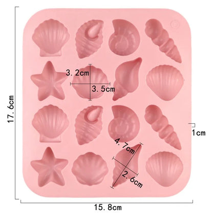 16 Cavity Sea Shell Silicone Mold Cake Decoration Jelly Soap Resin Candle
