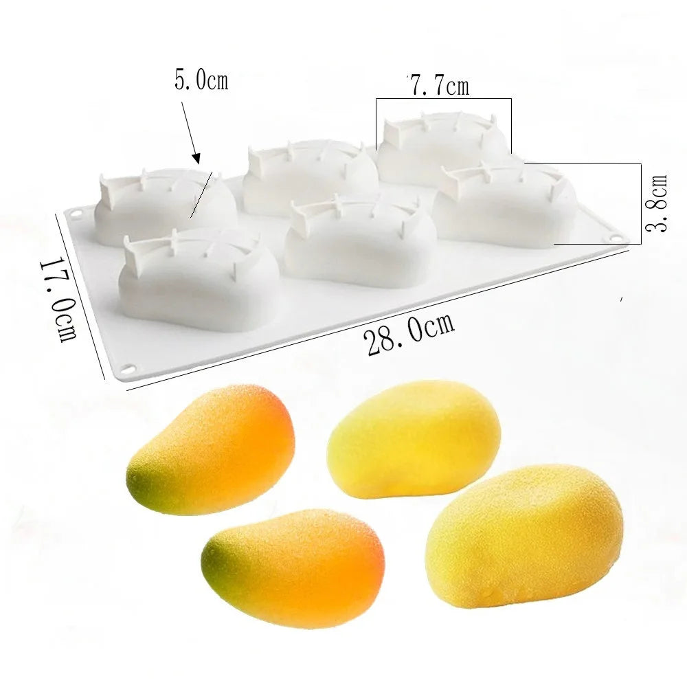 6 Cavity Mango Shape Silicone Mould Pastry Chocolate Ice Cream Jelly Pudding
