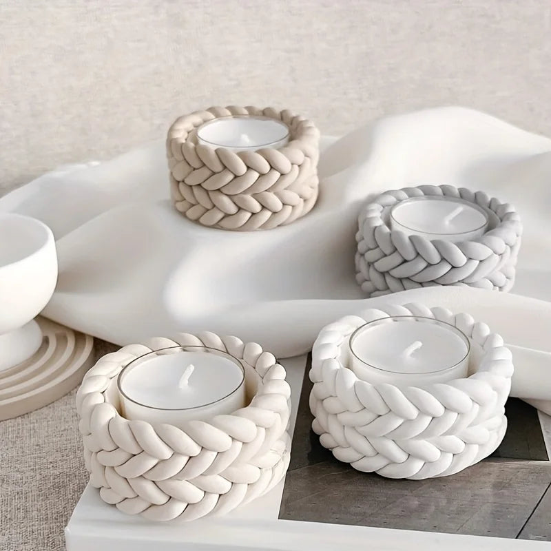 Rope Candle Holder Silicone Mold for Plaster Resin Epoxy Cement Jesmonite